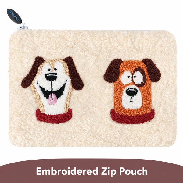 Stashies Cute Embroidered Makeup Pouch for Purse, 7 x 5.5 Inch, Zippered Cosmetic Pouch