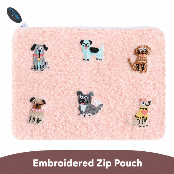 Stashies Cute Embroidered Makeup Pouch for Purse, 7 x 5.5 Inch, Zippered Cosmetic Pouch