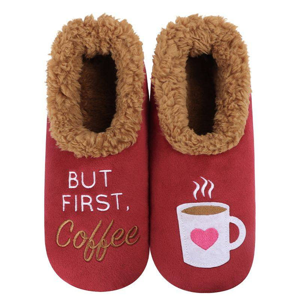 Womens Pairables But First Coffee Dark Red