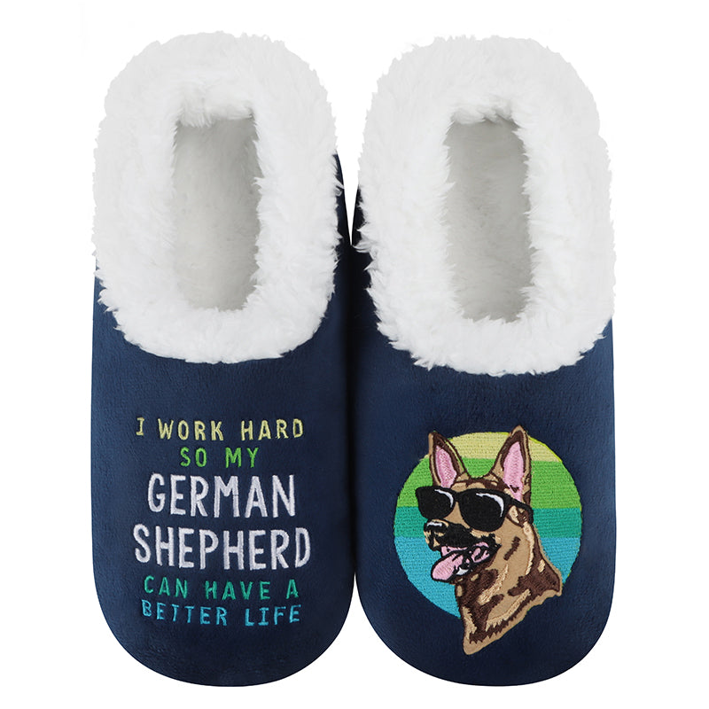 thumbnail image 2 of Daiia German Shepherd Dog Print Women’s Fuzzy Slippers Memory Foam Lightweight House Shoes Cozy Loafer Flannel House Shoes 37 38 2 of 14