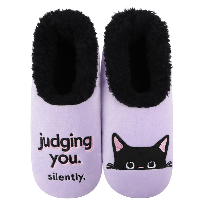 Cat Lady Snoozies Cat Slippers Womens Judging You Silently